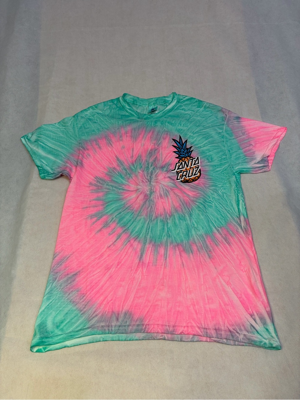 Santa Cruz Skateboards Pink & Teal Tie-Dye Spiral Kids Tee